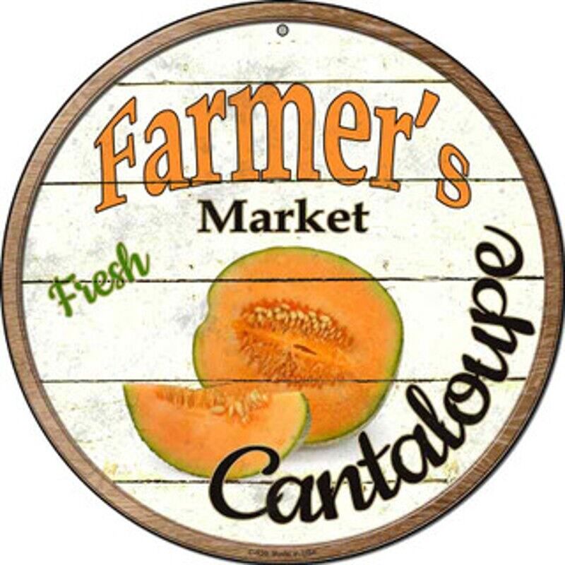 Farmer's Market Fresh Cantaloupe Novelty 8" Metal Circular Sign NEW! Home & Garden:Home Décor:Plaques & Signs Cozy Home Treasures